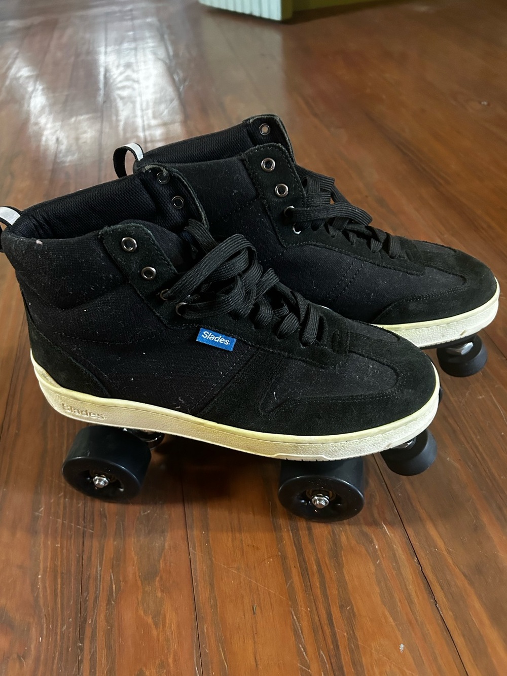 Slades Black High-Top Quad Roller Skates w/ removable wheels and key